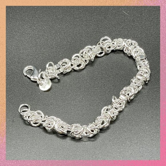 Jewelry - Sterling Silver 925 Byzantine Woven Chain Bracelet #1170